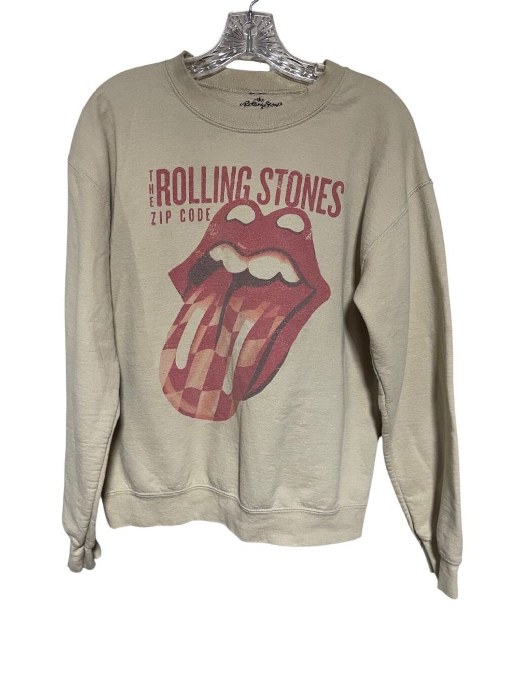 The Rolling Stones Zip Code Beige Graphic Sweatshirt by Liv Goods Size Small